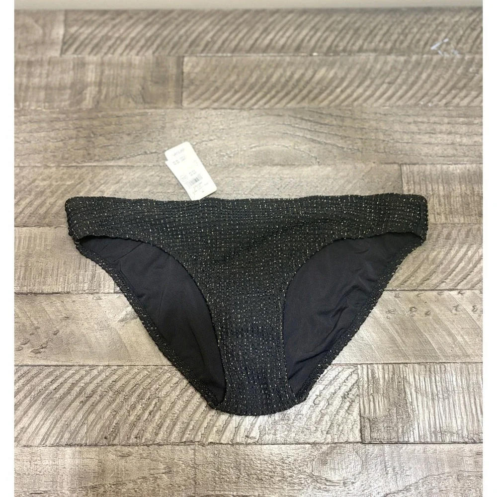 Aerie Bikini Bottoms Medium Black Gold Metallic Shimmer Real Good NWT